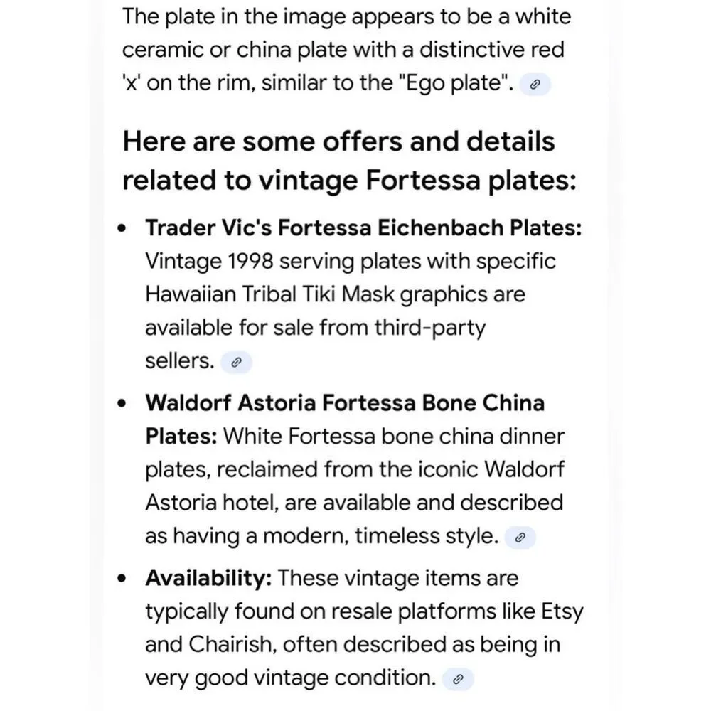 Fortessa  Eschenbach 1998 Classic 12 In White Ceramic Dinner Plate Red X Accent